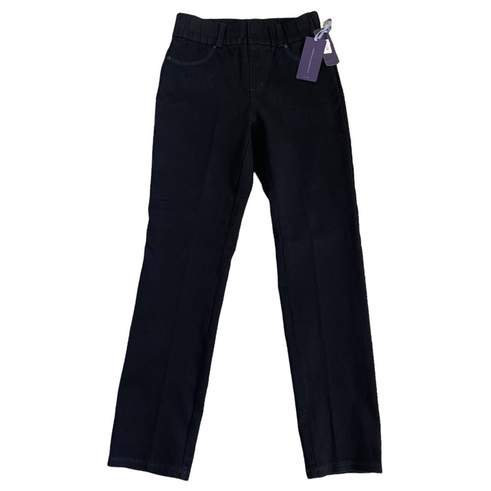 NYDJ New With Tags Black Pull On Straight Leg Jeans Size 2P